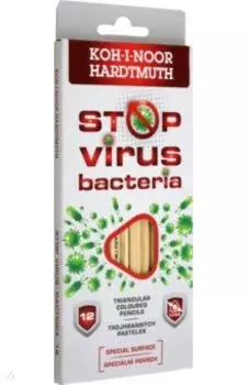 Карандаши цветные Stop Virus Bacteria, 12 цветов