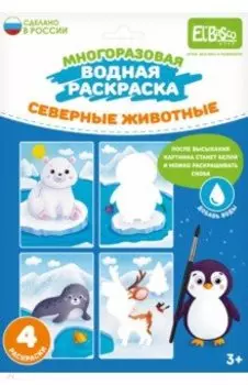 Раскраска многоразовая водная Северные животные, 4 картинки