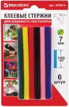 Стержни для клеевого пистолета (6 шт.) цветные (670314)