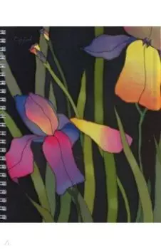 Тетрадь на гребне "Витражные цветы", А5, 96 листов, клетка, в ассортименте (ТСГ966231)