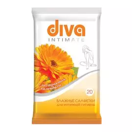 Diva Салфетки влажные для интимной гигиены с экстрактом календулы 20шт