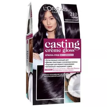 Loreal Сasting Creme Gloss Крем-Краска для волос тон 210 Черный перламутр