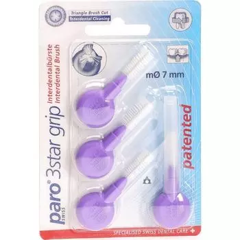 Paro 3Star-Grip Ершики треугольной формы, средние, диаметр 7 мм, фиолетовые, 4 шт.