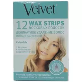 Velvet восковые полоски для депиляции лица деликатное удаление волос №12