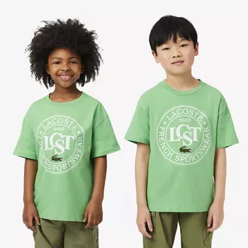 Детская футболка Lacoste из хлопка с принтом