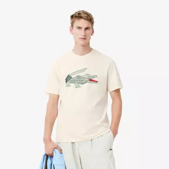 Мужская футболка Lacoste из плотного хлопка с рисунком крокодила