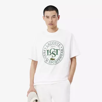 Мужская футболка Lacoste из плотного хлопка с принтом
