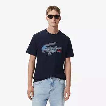 Мужская футболка Lacoste из плотного хлопка с рисунком крокодила