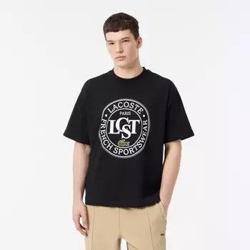 Мужская футболка Lacoste из плотного хлопка с принтом