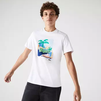 Мужская хлопковая футболка Lacoste с принтом