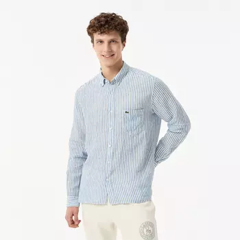 Мужская льняная рубашка Lacoste в полоску