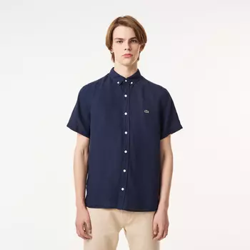 Мужская льняная рубашка Lacoste с коротким рукавом