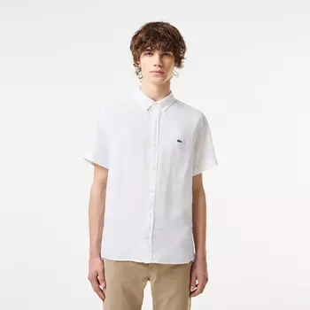 Мужская льняная рубашка Lacoste с коротким рукавом