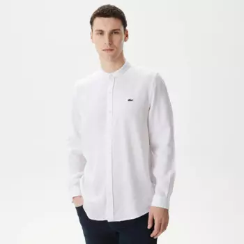 Мужская рубашка Lacoste без ворота в полоску из смеси льна