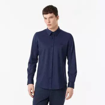 Рубашка унисекс Lacoste Unisex в полоску с вышивкой под крокодила