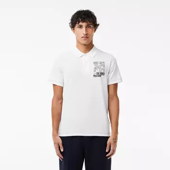 Мужское поло Lacoste с контрастным принтом