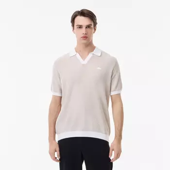 Мужское трикотажное поло Lacoste из смеси органического хлопка и льна