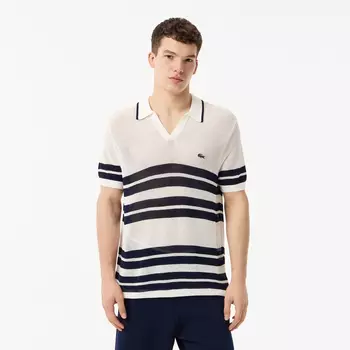 Мужское вязаное поло Lacoste в полоску