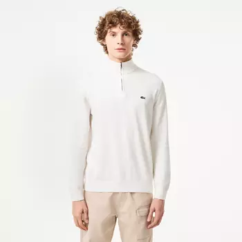 Мужской хлопковый свитер Lacoste на молнии с высоким воротом