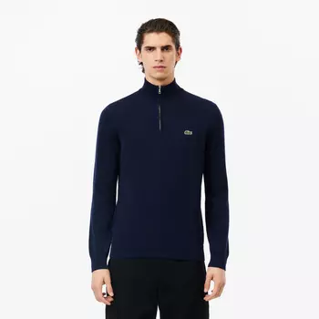 Мужской хлопковый свитер Lacoste на молнии с высоким воротом