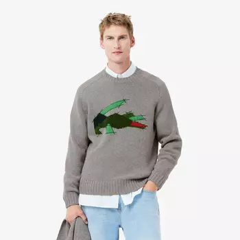 Мужской шерстяной свитер Lacoste с круглым вырезом