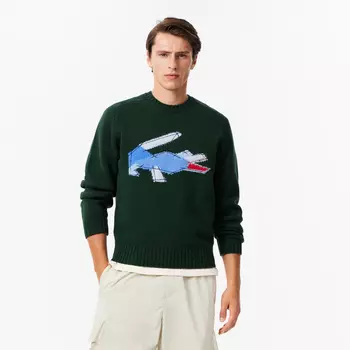 Мужской шерстяной свитер Lacoste с круглым вырезом