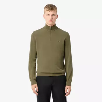 Мужской хлопковый свитер Lacoste на молнии с высоким воротом