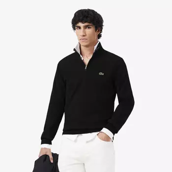 Мужской хлопковый свитер Lacoste на молнии с высоким воротом