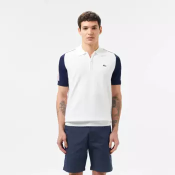 Мужское трикотажное поло Lacoste из вискозы на молнии