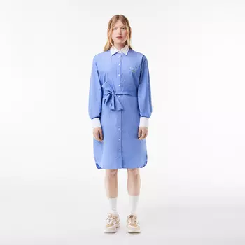 Платье - поло Lacoste в полоску с длинным рукавом и поясом