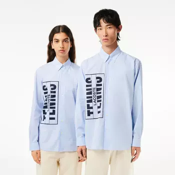 Рубашка Lacoste Unisex в полоску с контрастным логотипом