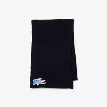 Шерстяной шарф Lacoste Unisex с рисунком под крокодила