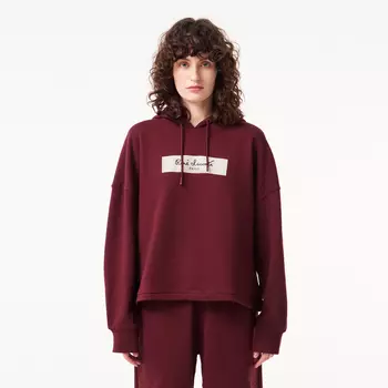 Женская хлопковая толстовка Lacoste с капюшоном