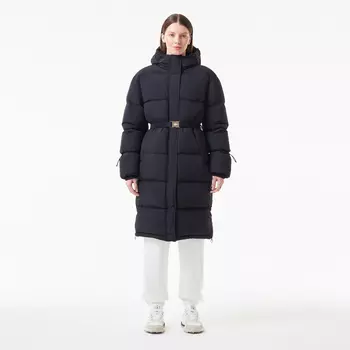 Женский длинный пуховик Lacoste с поясом
