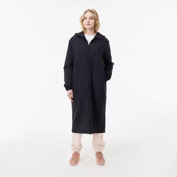 Женская длинная парка Lacoste с капюшоном и боковым клапаном на пуговицах