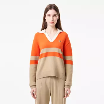 Женский шерстяной свитер Lacoste с v-образным вырезом