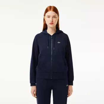 Женская флисовая толстовка Lacoste с капюшоном на молнии