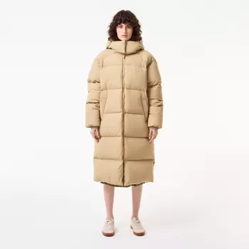 Женский длинный пуховик Lacoste с капюшоном