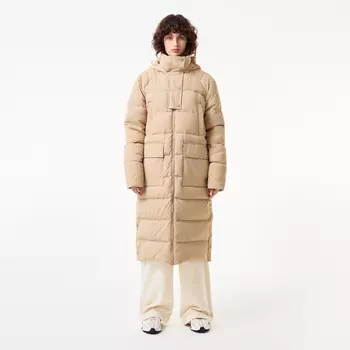 Женский длинный пуховик Lacoste с высоким воротом