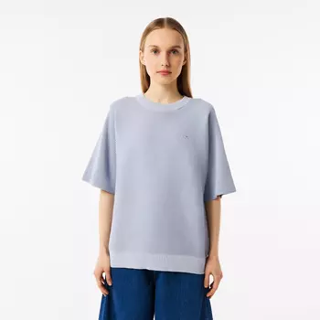 Женский вязаная футболка Lacoste Oversize с коротким рукавом