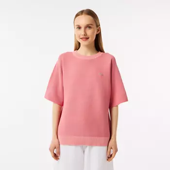 Женский вязаная футболка Lacoste Oversize с коротким рукавом