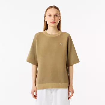 Женский вязаная футболка Lacoste Oversize с коротким рукавом