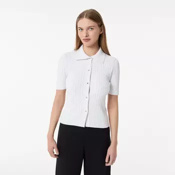 Женский лёгкий свитер Lacoste с коротким рукавом и воротником-поло