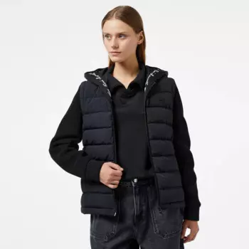 Женский утеплённый стеганый жилет Lacoste с капюшоном и отстегивающимися рукавами