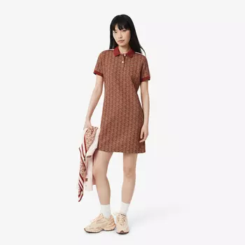Женское облегающее платье-поло Lacoste с монограммой