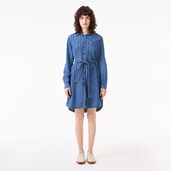 Женское хлопковое платье Lacoste с поясом на пуговицах