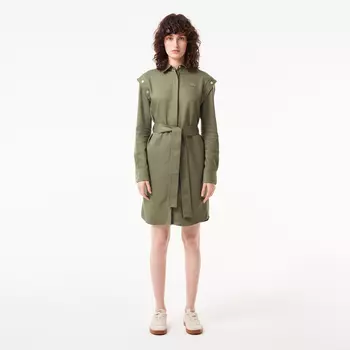 Женское платье Lacoste Relaxed Fit с поясом и длинным рукавом