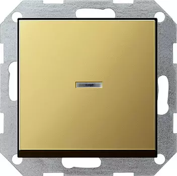 0136604 Выключатель с самовозвратом 10А/250В с подсветкой в сборе Латунь Gira