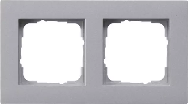 0212255 Рамка установочная для монтажа заподлицо E2 Алюминий 2-постовая Gira