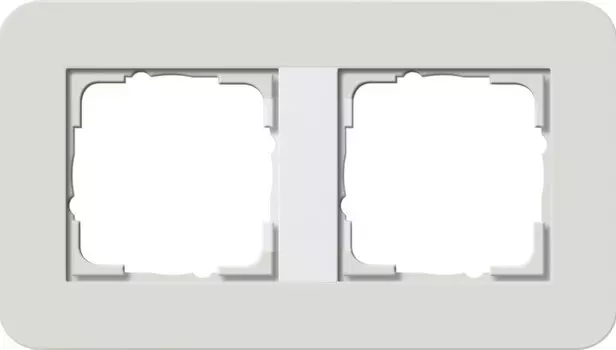 0212411 Рамка с белой подложкой E3 Светло-серый / Белый 2-постовая Gira